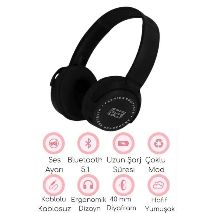 Genel Ürün A+ Kalite Vilya Kulağı Detaylı Uyumlu Bluetooth Kablosuz Kulaklık Çocuk Oyuncu + Aux Kablo