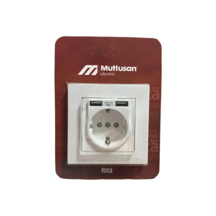 Genel Ürün Rita Ikili Usb Topraklı Priz Çerçeveli Beyaz