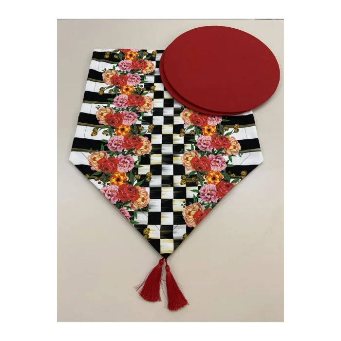 Genel Ürün Çiçek Desenli Runner Ve 2li Supla Seti