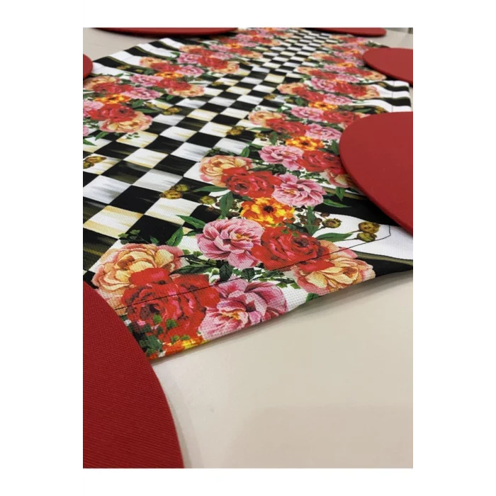 Genel Ürün Çiçek Desenli Runner Ve 2li Supla Seti