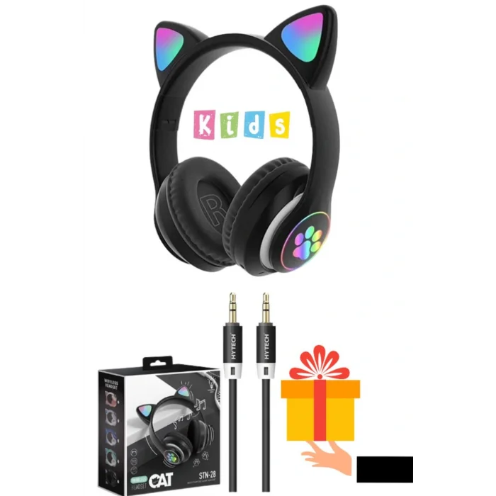 Genel Ürün Vilya Kedi Kulağı Detaylı Bluetooth Kablosuz Kulaklık Çocuk Oyuncu Siyah