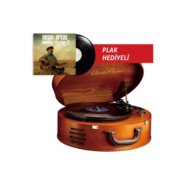 Genel Ürün Tt34 Dahili Hoparlörü Ahşap Pikap Ve Neşet Ertaş Plak