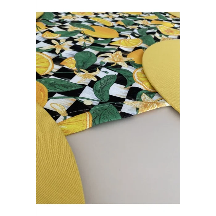Genel Ürün Limon Desenli Runner ve 2li Supla Seti, şık ve renkli sofralar için ideal seçenek