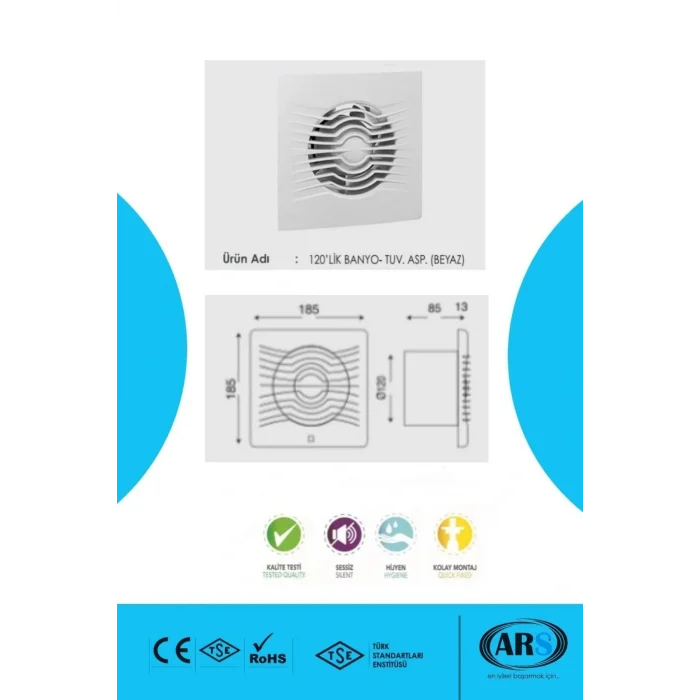 Genel Ürün 120lik 12 Cm Banyo Ve Tuvalet Aspiratör Havalandırma Fanı