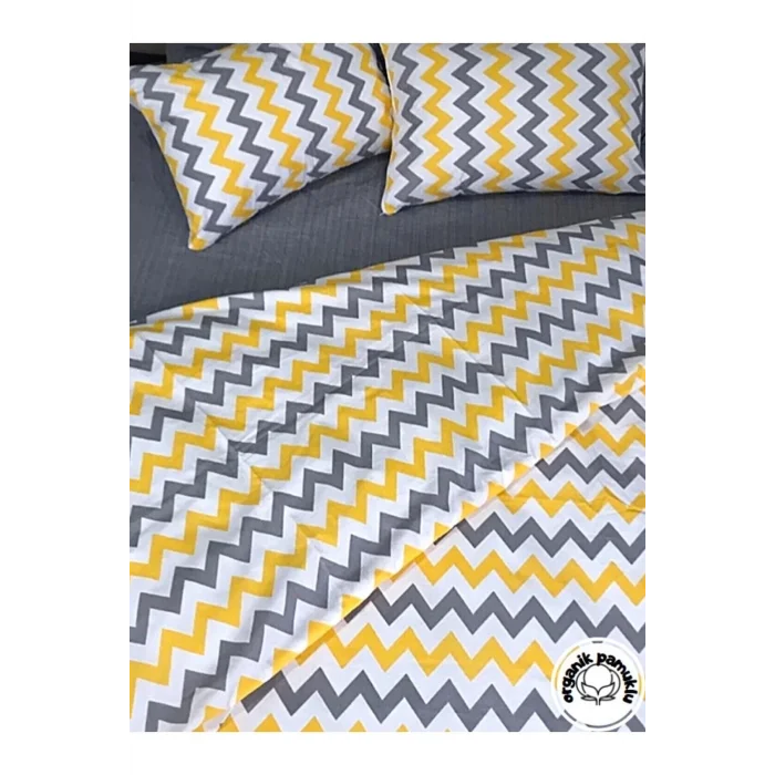 Genel Ürün Zigzag Desen Lüks Pamuklu Tek Kişilik Nevresim Seti