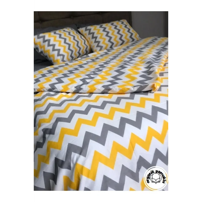 Genel Ürün Zigzag Desen Lüks Pamuklu Tek Kişilik Nevresim Seti
