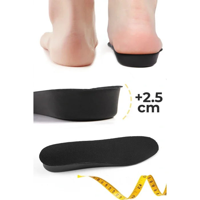 Genel Ürün 2.5 Cm Boy Uzatıcı Tabanlık, Gizli Topuk Yükseltici Ayakkabı Tabanlığı - Mz15 Siyah