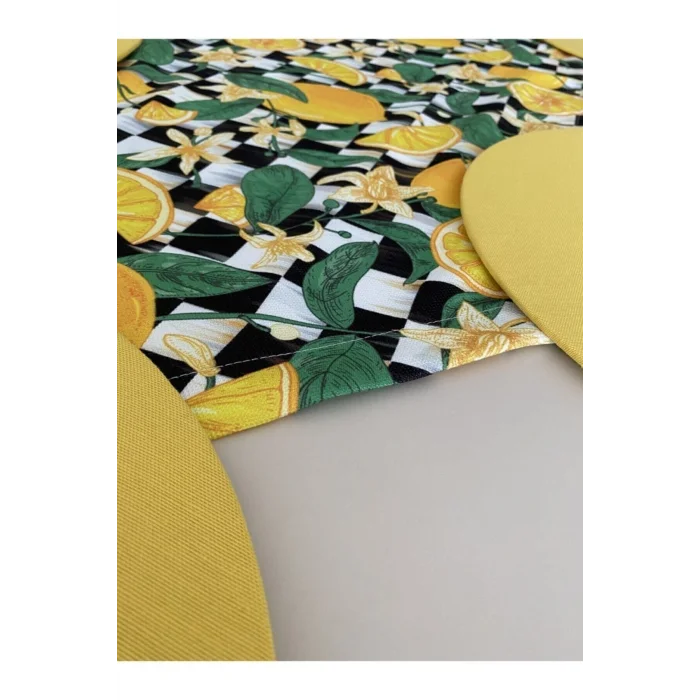 Genel Ürün Limon Desenli Runner Ve 6lı Supla Seti