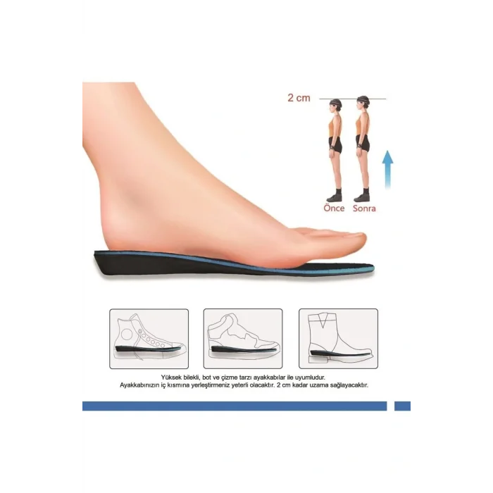 Genel Ürün 2 Cm Boy Uzatıcı Ayakkabı Iç Tabanı, Içten Görünmez, Hava Yastıklı Ayakkabı Tabanı