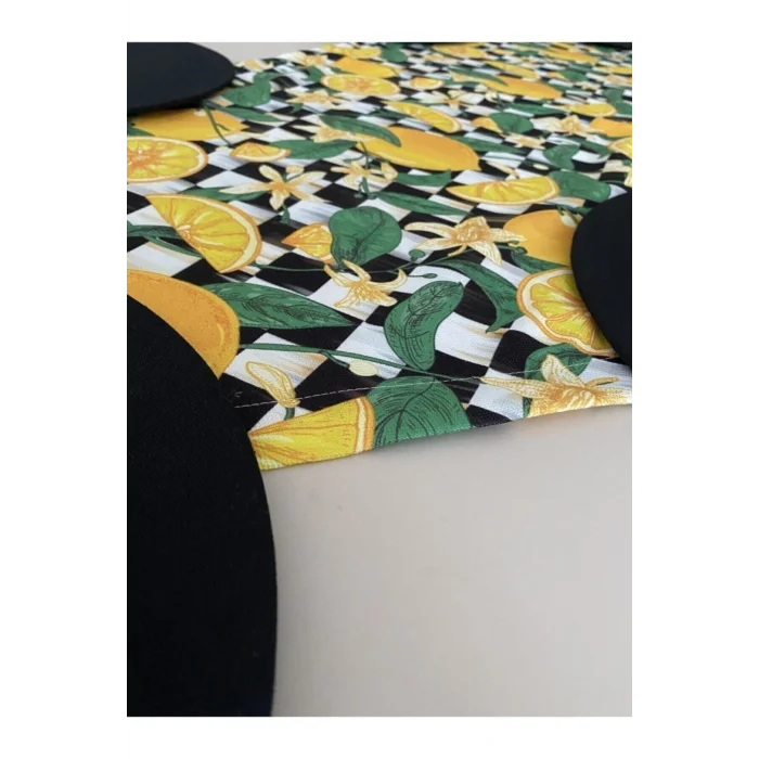 Genel Ürün Sarı Limon Desenli Runner ve 6lı Supla Seti, şık ve renkli sofralar için ideal seçenek