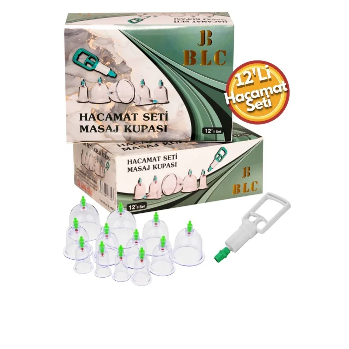 Hacamat Seti 12 Parça Hacamat Kupa Çekme Seti - Vakumlu Masaj Aleti Seti