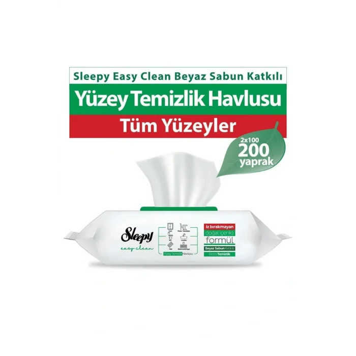 Havlu Easy Clean Beyaz Sabun Katkılı Yüzey Temizlik Havlusu 100 Yaprak (2 PAKET)