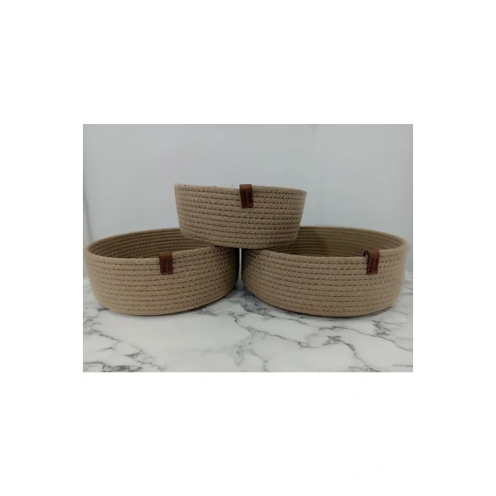 Genel Ürün Hasır Sepet 3lü El Yapımı Organizer Banyo Organizeri Çok Amaçlı Duzenleyici