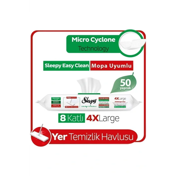 Havlu Easy Clean Beyaz Sabun Katkılı Mopa Uyumlu Yer Temizlik Havlusu 50 Yaprak, Dayanıklı Özel Ambalaj