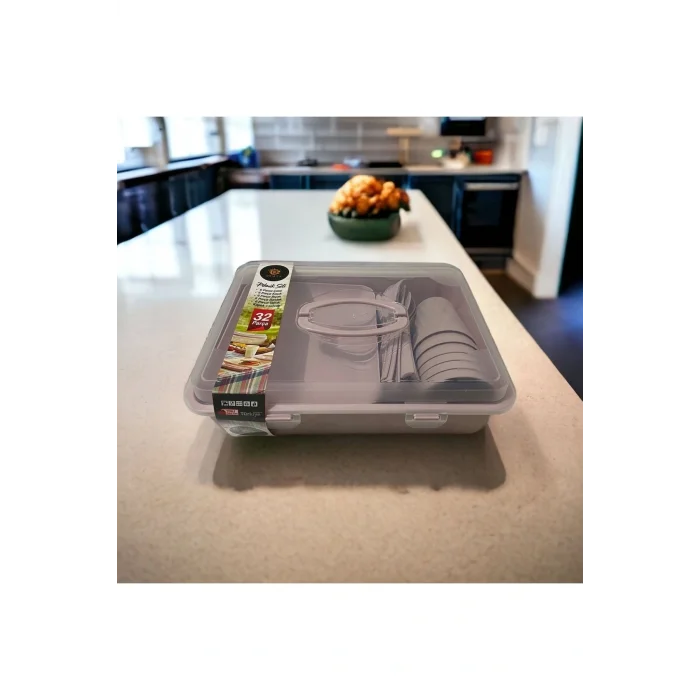 Genel Ürün Piknik Seti 6 Kişilik 32 Parça Çantalı Özel Saklama Kutusu Ile - Pembe