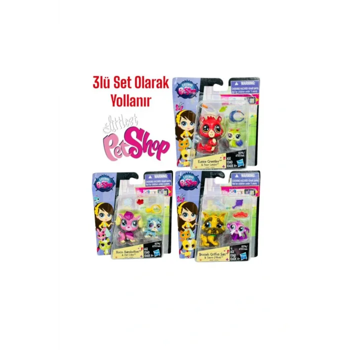 Oyuncak Miniş Littlest Petshop Tam 3 Paket Bırlıkte Lisanslı Kutulu Minişler Oyuncak Seti