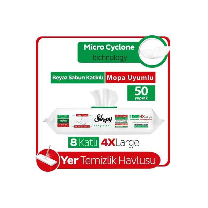 Havlu Easy Clean Beyaz Sabun Katkılı Mopa Uyumlu Yer Temizlik Havlusu&mendili 50 Yaprak