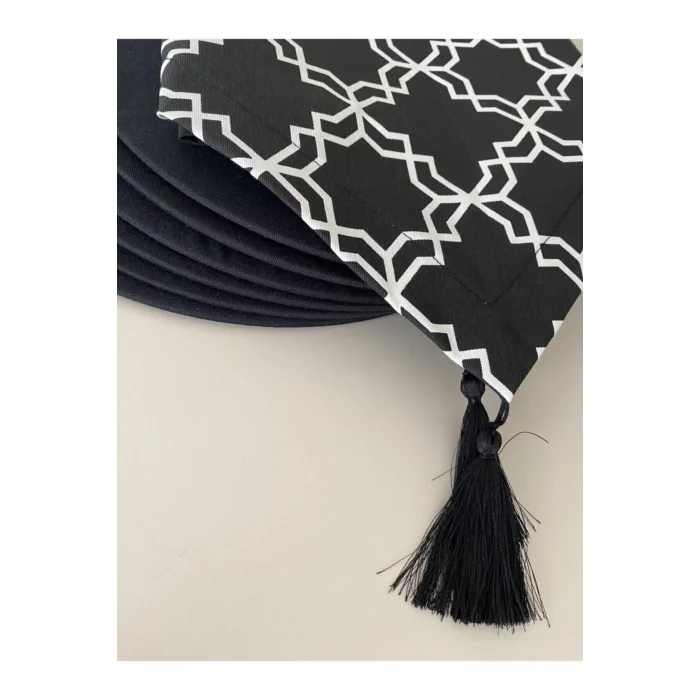 Genel Ürün Siyah Klasik Desenli Runner