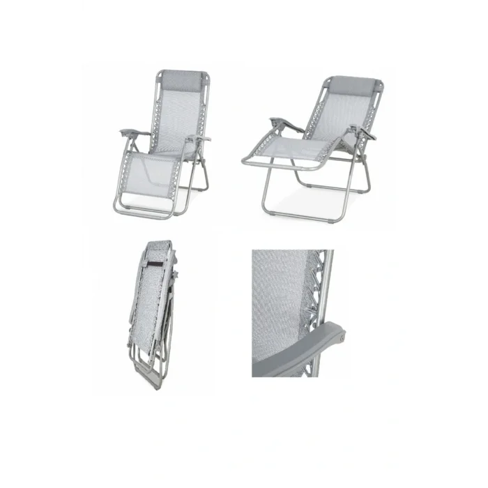 Genel Ürün Gravity Bahçe Kamp Plaj Katlanır Şezlong Sandelyesi Koltuk Koltuğu Gri