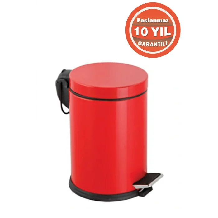 Genel Ürün Paslanmaz Çelik 3 Litre Pedallı Banyo Çöp Kovası Kırmızı