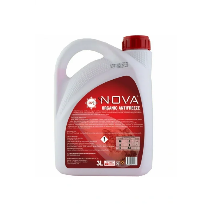 Genel Ürün -25 Derece Organik Kırmızı Antifriz 3 Litre -hazır Antifiriz