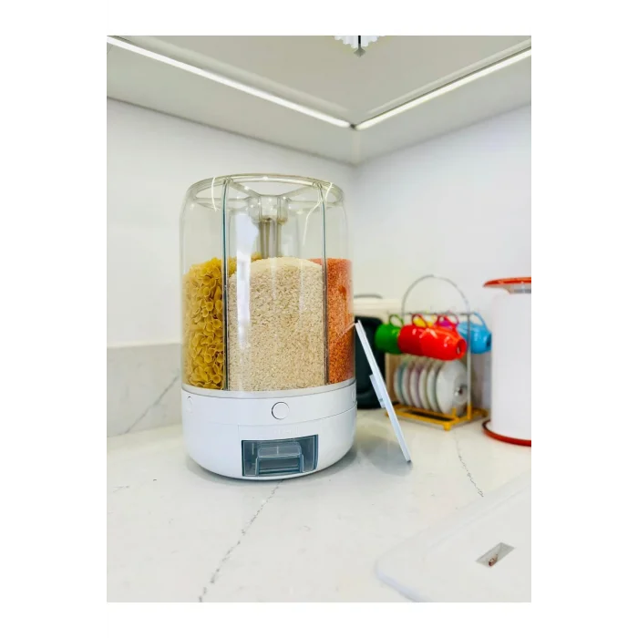 Genel Ürün Erzak Saklama Kabı 6 Kg 360° Döner Kuru Gıda Organizeri (6 BÖLMELİ)