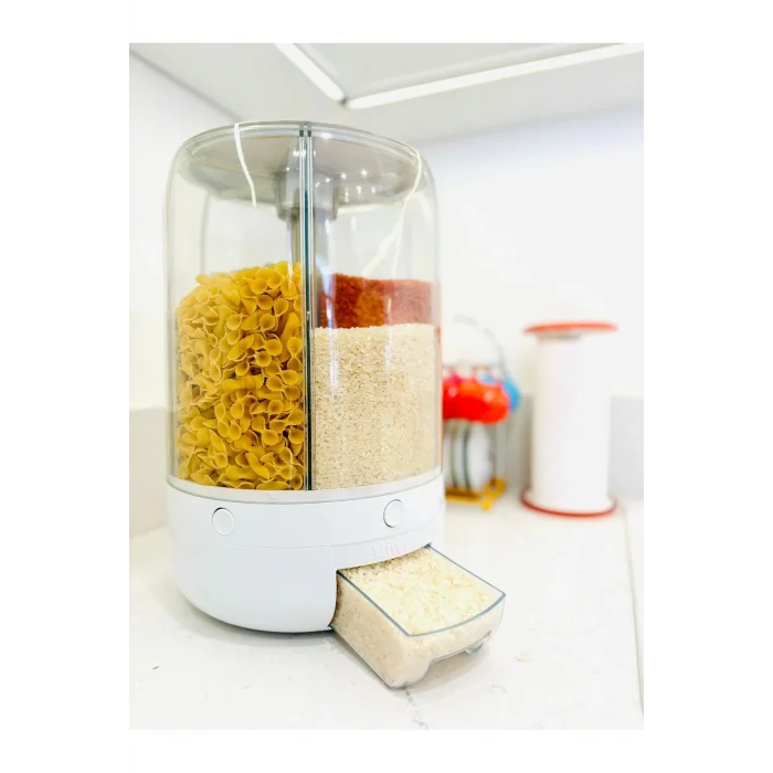 Genel Ürün Erzak Saklama Kabı 6 Kg 360° Döner Kuru Gıda Organizeri (6 BÖLMELİ)