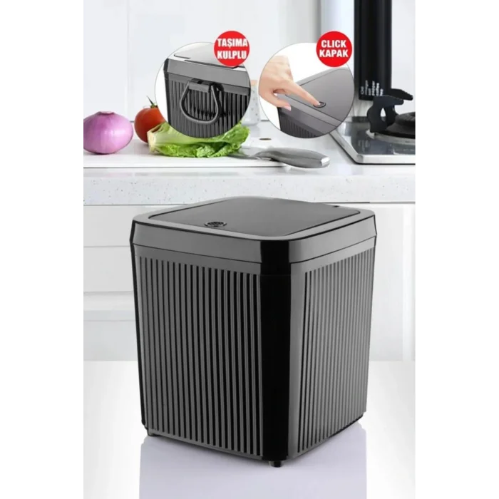 Genel Ürün Tezgah Üstü Taşıma Kulplu Clıck Kapaklı Çöp Kovası 5 lt