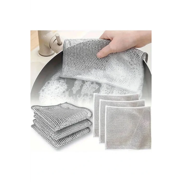 Genel Ürün 5 Adet 20x20 Inox Tel Bez Zor Kir Bezi, Inox Telli Bulaşık Bezi, Mutfak Banyo Bezi