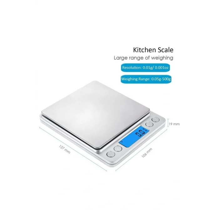 Genel Ürün 2 Yıl Hassas Terazi Professional Lcd Ekran Mutfak Ve Kuyumcu Epoksi Terazi Tartı - 500 Gr./0.01 Gr.