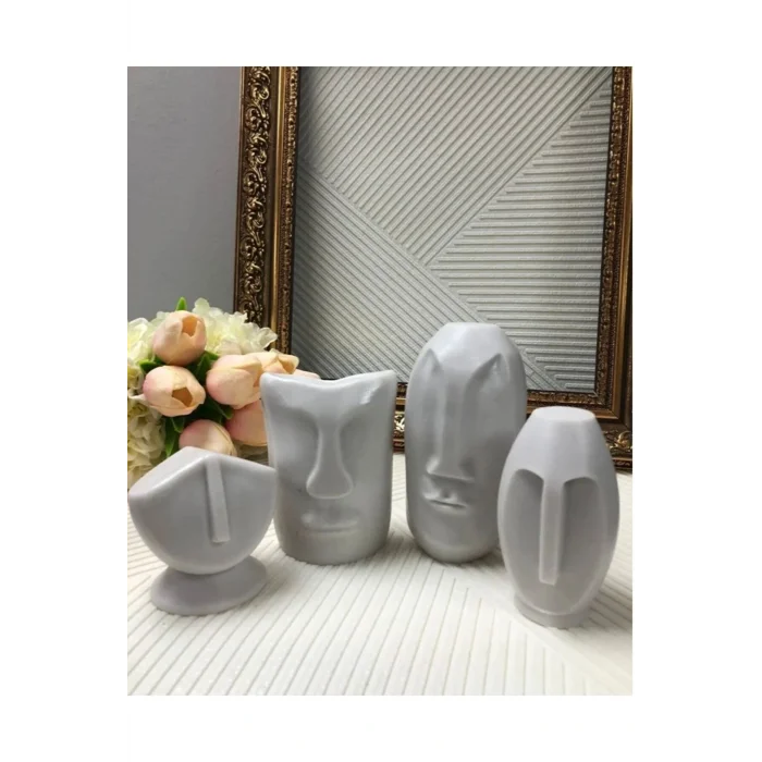 Biblo Ev Dekor Dekoratif Kafalar 4lü Heykel Biblo Aksesuar Set