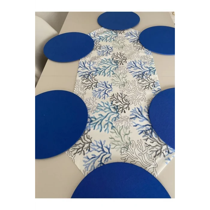 Genel Ürün Mercan Desenli Runner Ve Supla Seti