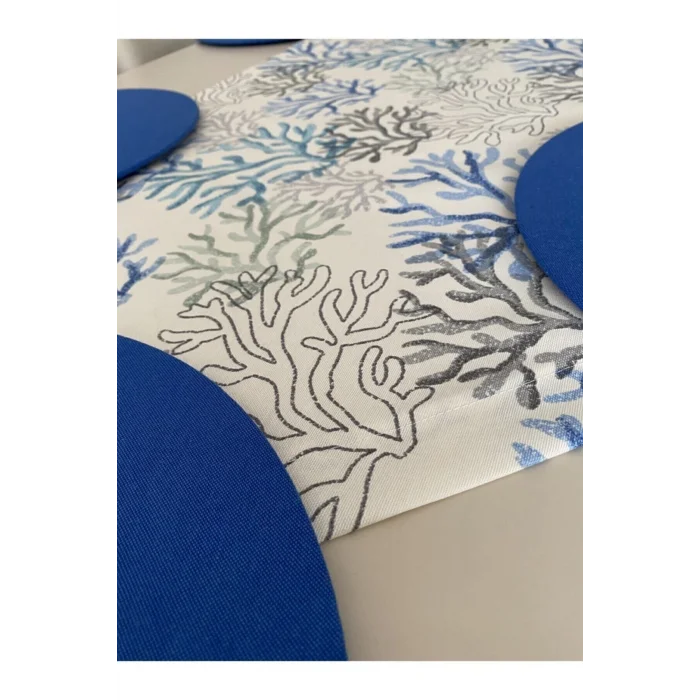 Genel Ürün Mercan Desenli Runner Ve Supla Seti