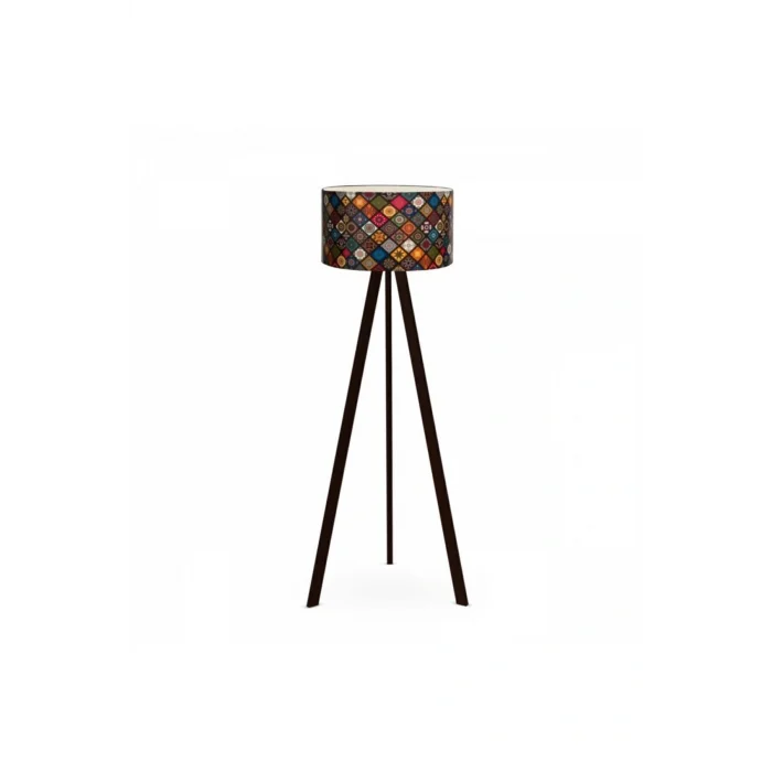 Lamba Rustik Desenli Çini Victoria Ahşap Üç Ayaklı Lambader Ayd-2800