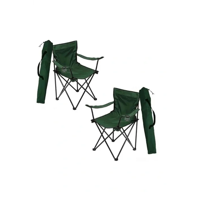 Genel Ürün 2li Kamp Sandalyesi - Yeşil - 2 Adet Metal Taşıma Çantalı Yeşil