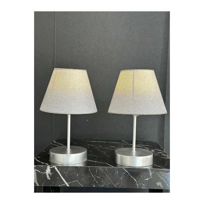 Genel Ürün Modern Abajur Pilli Abajur Krem Abajurlü 2 Li Abajur Seti Kablosuz Taşınabilir Pilli Abajur