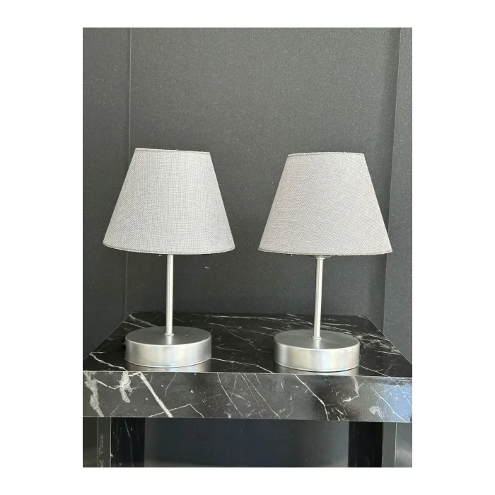 Genel Ürün Modern Abajur Pilli Abajur Krem Abajurlü 2 Li Abajur Seti Kablosuz Taşınabilir Pilli Abajur