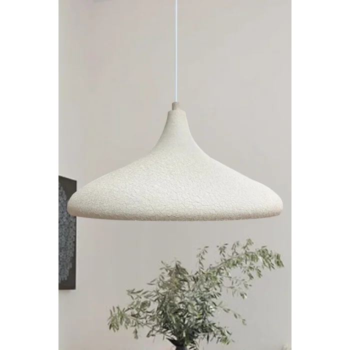 Lamba Dokulu Açık Krem Rengi Tekli Avize Sarkıt Lamba Yemek Masası Oturma Odası Mutfak