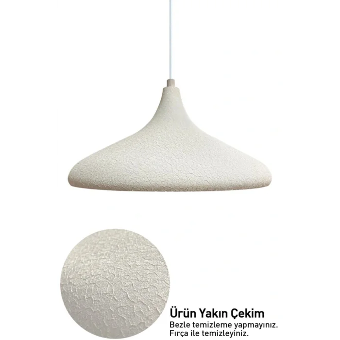 Lamba Dokulu Açık Krem Rengi Tekli Avize Sarkıt Lamba Yemek Masası Oturma Odası Mutfak