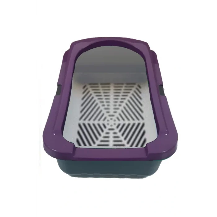 Genel Ürün Kedi Elekli Tuvalet Kabı Mor (5 Lt Kum + Kürek + 50 Cm Tırmalama + Yatak Ve Çiftli Mama Kabı Seti)