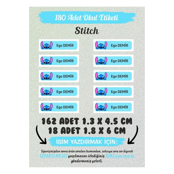 Genel Ürün Okul Etiketi Stiç Kalem Defter Özel Isim Yazılabilen Etiket 180 Adet