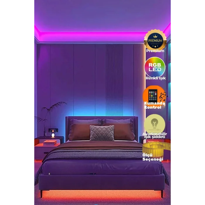 Genel Ürün Sese Ve Müziğe Duyarlı Tv Arkası Rgb Şerit Led Tak Çalıştır 3 Metre