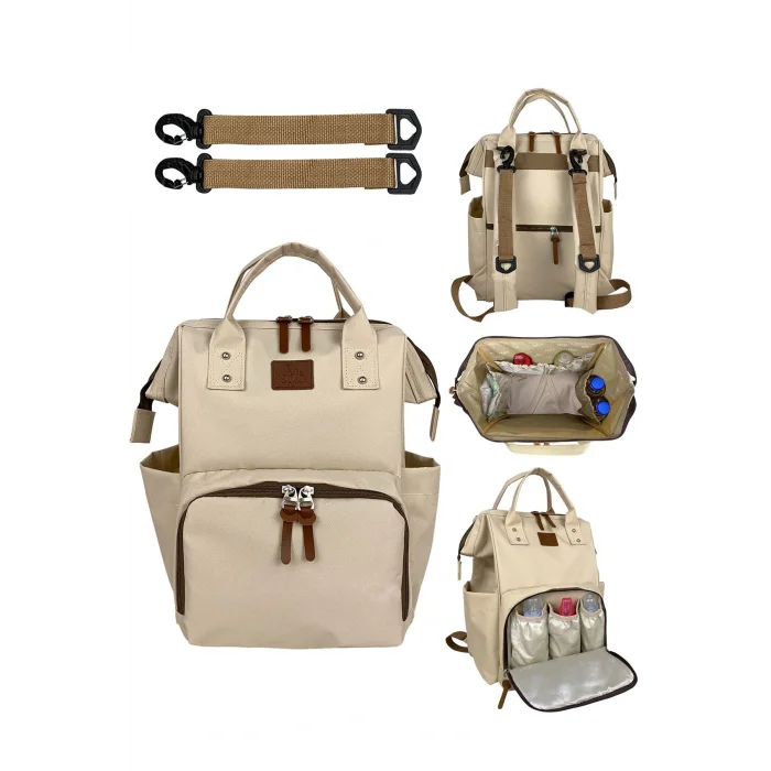 Genel Ürün Tekstil Paris Stylo Anne Bebek Bakım Sırt Çantası-bej Bej Sırt Çantası Sırt Çantası