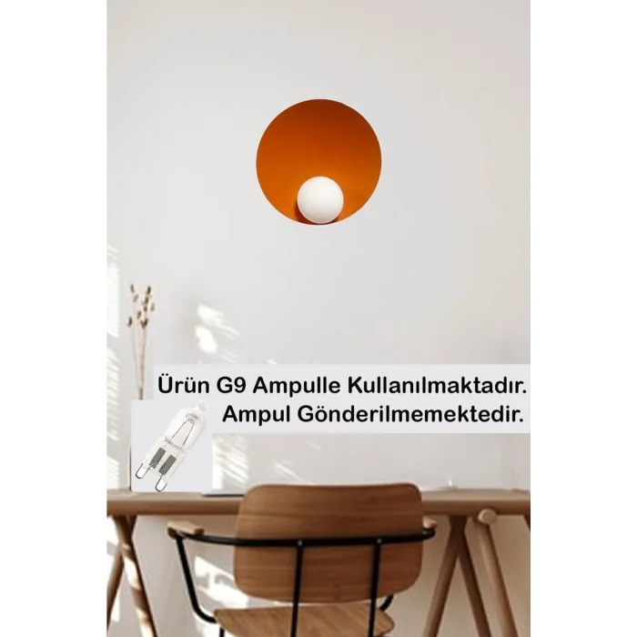 Genel Ürün Geniş Turuncu Metal Aplik Mutfak Iç Mekan Salon Cafe Ofis Pastane Modern Dekoratif Aplikleri