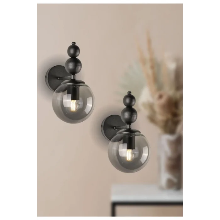 Genel Ürün Venüs 2li Aplik Siyah Model- Siyah Füme Cam- Modern Aplik