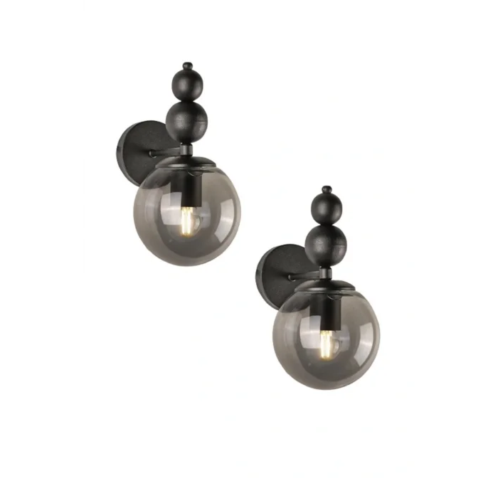 Genel Ürün Venüs 2li Aplik Siyah Model- Siyah Füme Cam- Modern Aplik