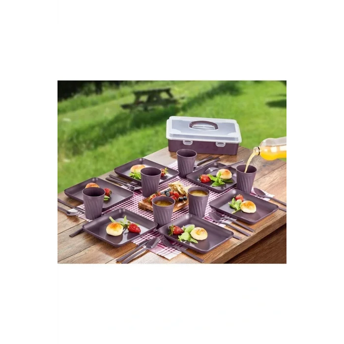 Genel Ürün 32 Parça 6 Kişilik Çantalı Piknik Seti Antrasit Gri Dp1222