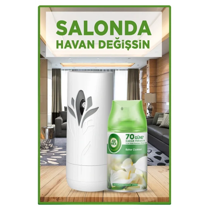 Genel Ürün Oda Kokusu Freshmatik, Otomatik Sprey Makine + Bahar Çiçekleri Yedek Sprey 250 ml