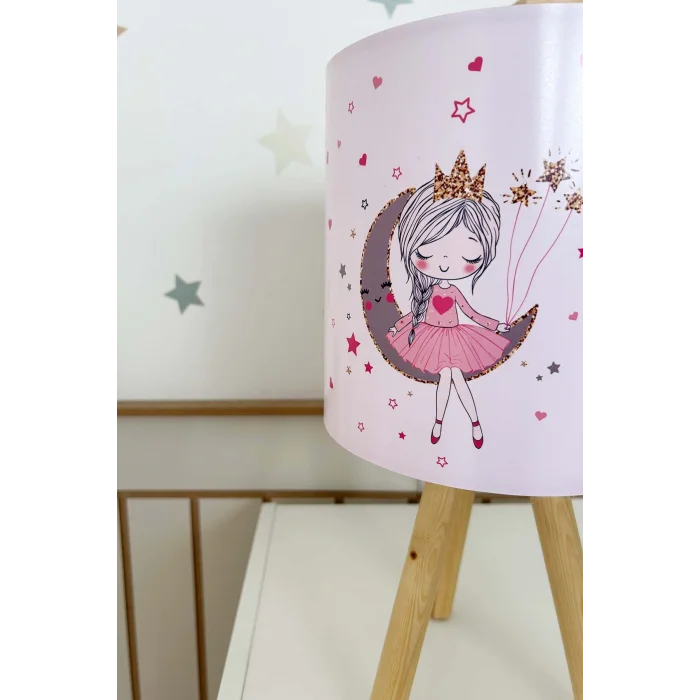 Genel Ürün Ay Kız Pudra Çocuk Odası Abajur