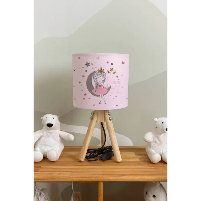 Genel Ürün Ay Kız Pudra Çocuk Odası Abajur